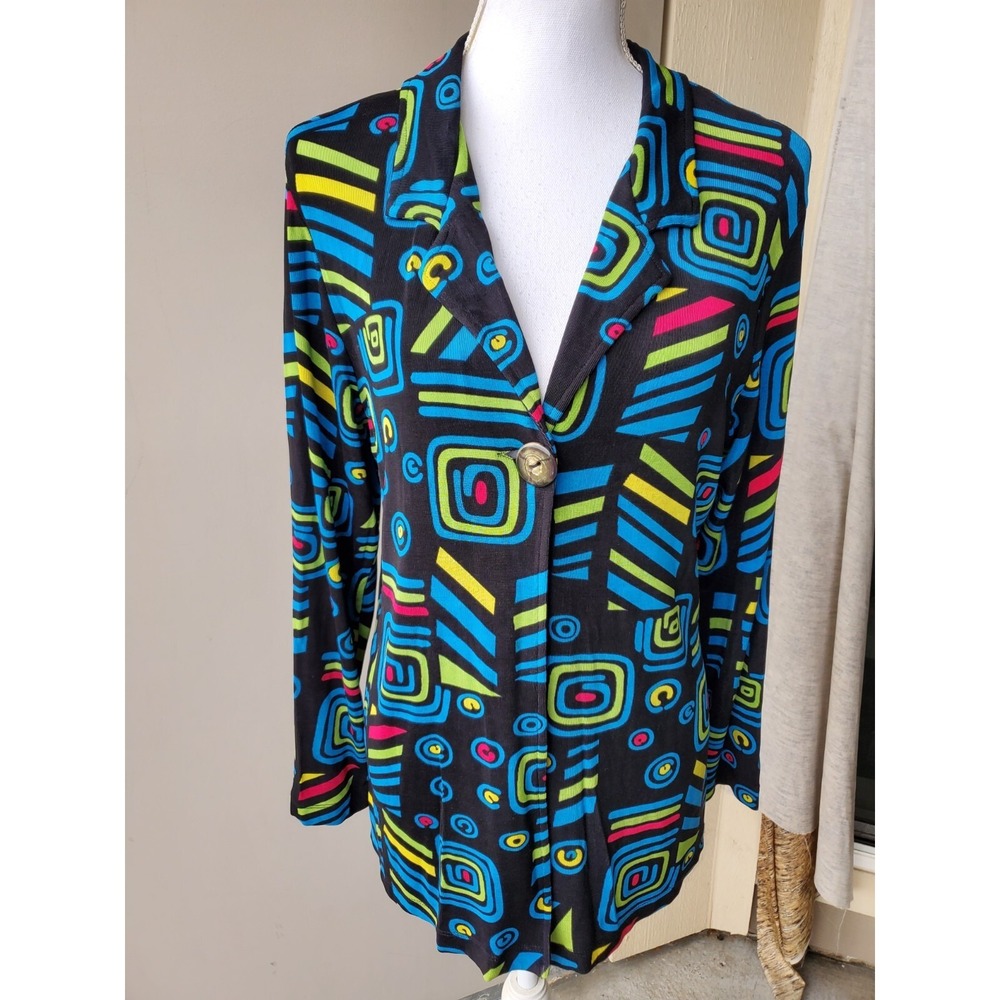 Choices Blouse Womens Medium Geometric Slinky Material Funky Fun Y2K Vibes Top